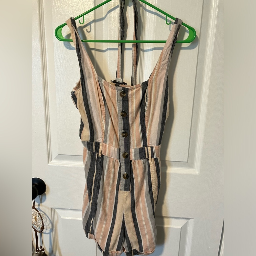 Striped Button-Down Romper American Eagle